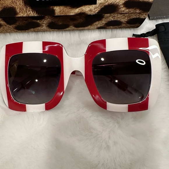 Dolce & Gabbana Red and White Checkered Sunglasses - Picture 2 of 5